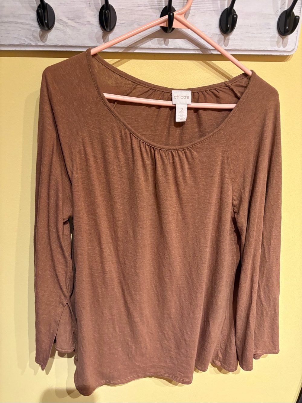 Chico's Rust Brown Scoop Neck Long Sleeve Top